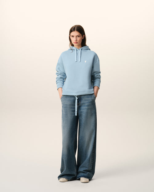                             Blue Cotton Ami De Coeur Hoodie - 3                         - Ami Paris