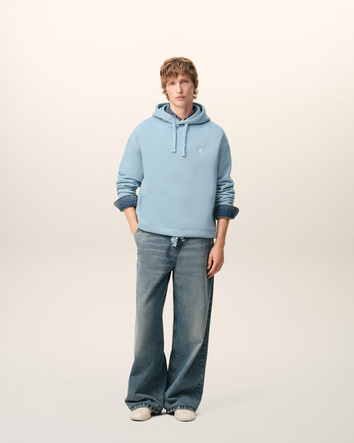 Blue Cotton Ami De Coeur Hoodie - 1 - Ami Paris
