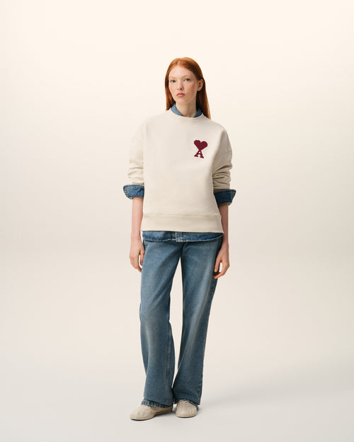                             White Cotton Ami De Coeur Sweatshirt - 3                         - Ami Paris