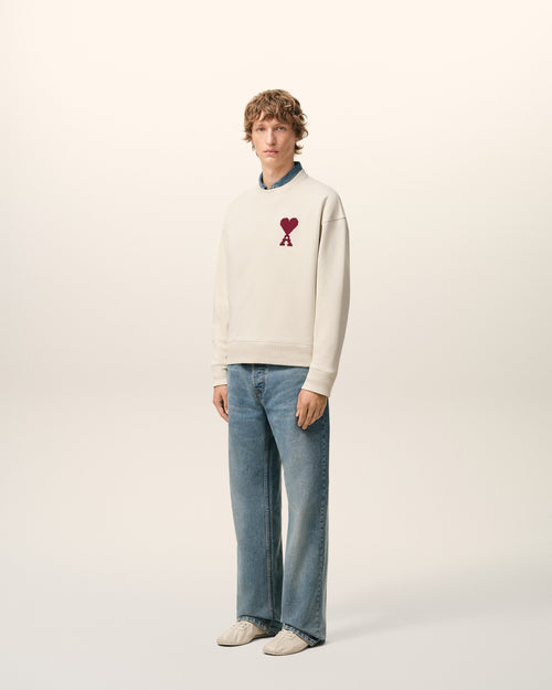 White Cotton Ami De Coeur Sweatshirt - Man - 6 - AMI Paris - Ami Paris