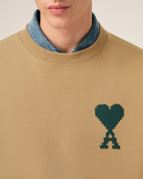 Beige Cotton Ami De Coeur Sweatshirt - 4 - Ami Paris