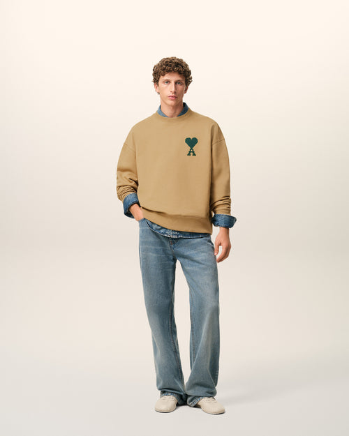 Beige Cotton Ami De Coeur Sweatshirt - 1 - Ami Paris
