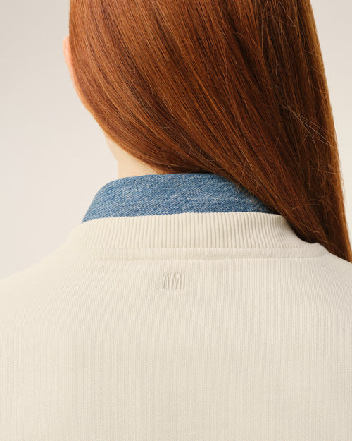 White Cotton Ami De Coeur Sweatshirt - Woman - 10 - AMI Paris - Ami Paris