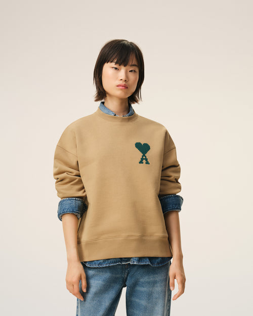 Beige Cotton Ami De Coeur Sweatshirt - 9 - Ami Paris