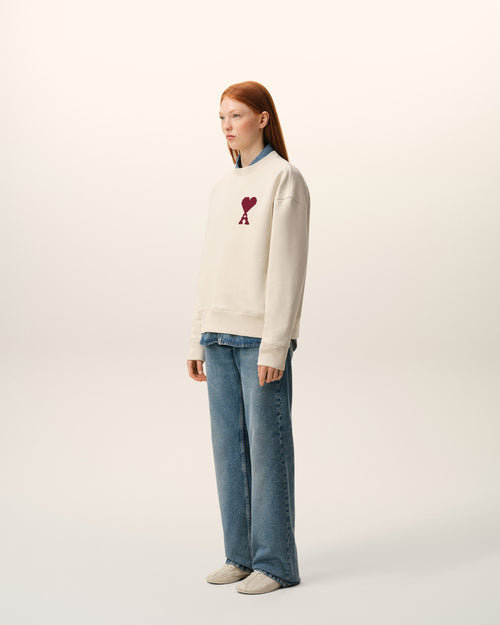 White Cotton Ami De Coeur Sweatshirt - 12 - Ami Paris