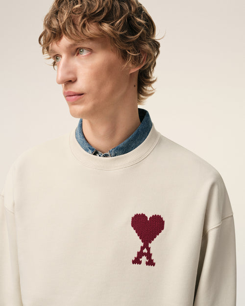 White Cotton Ami De Coeur Sweatshirt - Man - 4 - AMI Paris - Ami Paris