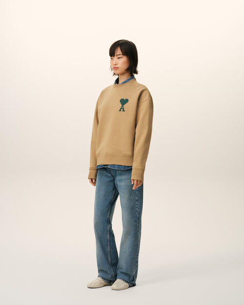 Beige Cotton Ami De Coeur Sweatshirt - 12 - Ami Paris
