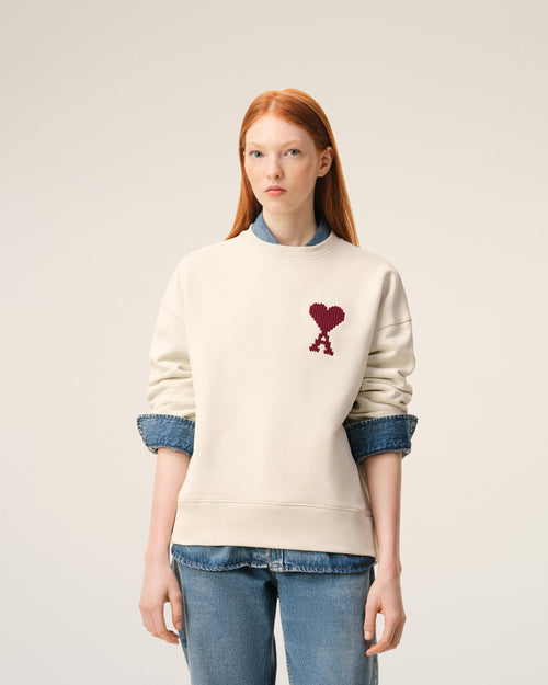 Sudadera Ami de Cœur de algodón blanco - Mujer - 9 - AMI Paris - Ami Paris