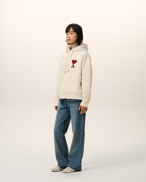 Sudadera con capucha Ami de Cœur de algodón blanco - 12 - Ami Paris