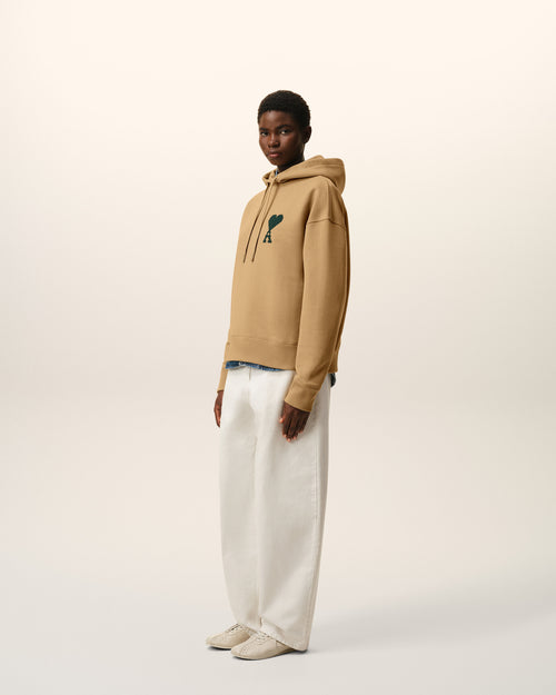 Beige Cotton Ami De Coeur Hoodie - 12 - Ami Paris
