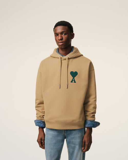 Beige Cotton Ami De Coeur Hoodie - 3 - Ami Paris