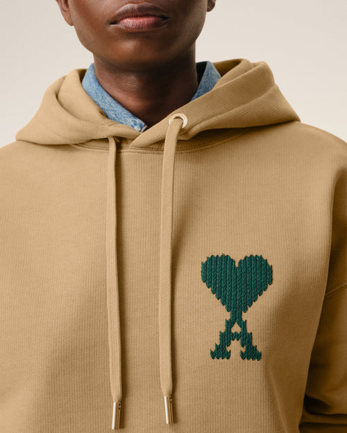 Beige Cotton Ami De Coeur Hoodie - 10 - Ami Paris