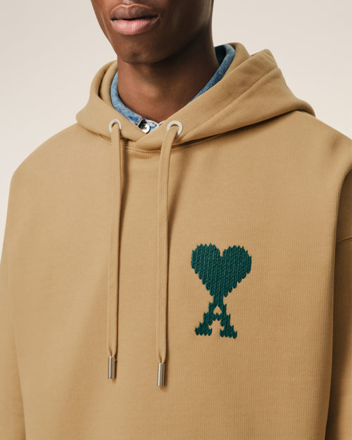 Beige Cotton Ami De Coeur Hoodie - Man - 4 - AMI Paris - Ami Paris