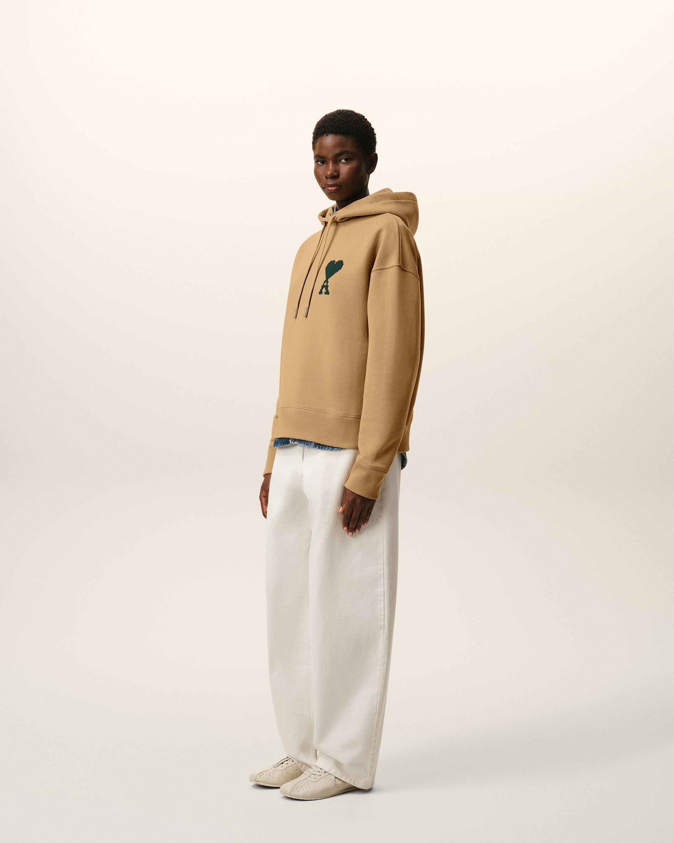 Beige Cotton Ami De Coeur Hoodie - 12