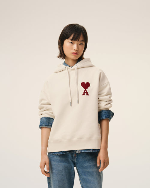 White Cotton Ami De Coeur Hoodie - 9 - Ami Paris