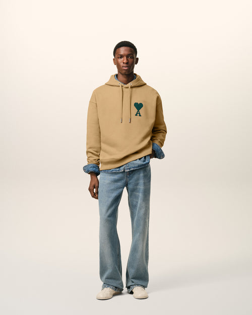 Beige Cotton Ami De Coeur Hoodie - 1 - Ami Paris