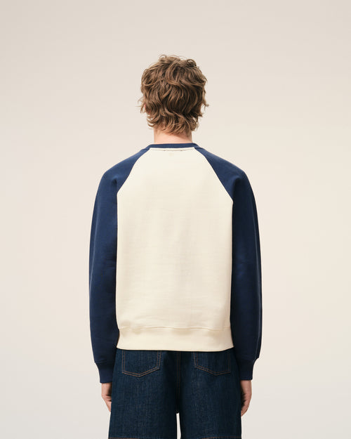 White And Blue Cotton Knitted Ami De Coeur Sweatshirt - Man - 5 - AMI Paris - Ami Paris
