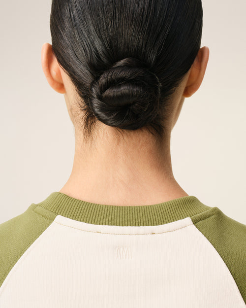 White And Green Cotton Knitted Ami De Coeur Sweatshirt - Woman - 10 - AMI Paris - Ami Paris