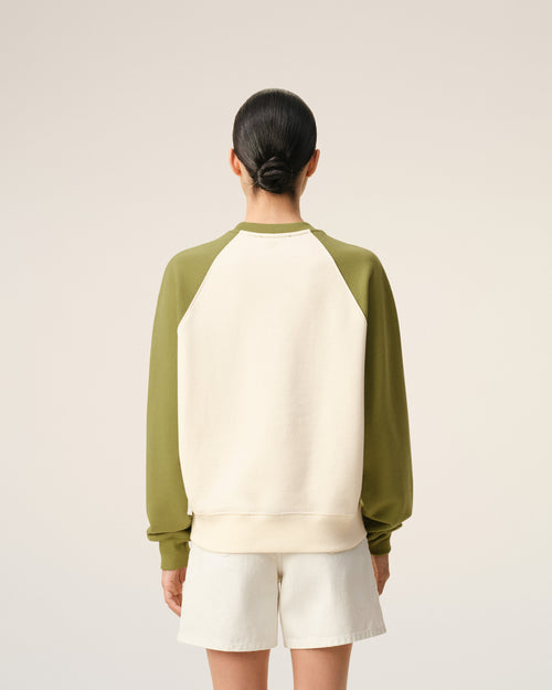 White And Green Cotton Knitted Ami De Coeur Sweatshirt - Woman - 11 - AMI Paris - Ami Paris