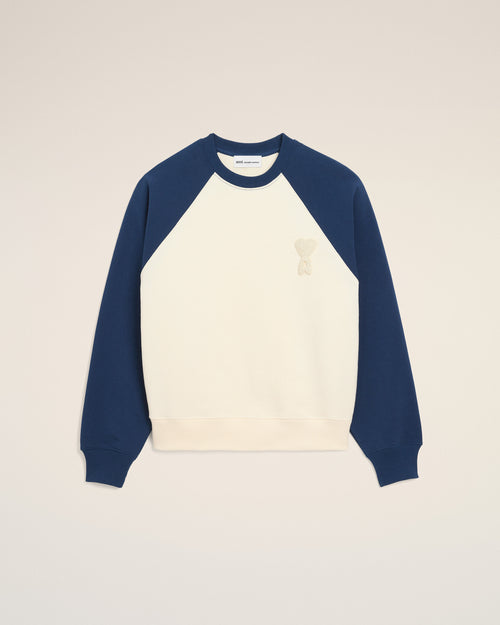                                     Weiß-blaues Ami De Coeur Sweatshirt aus Baumwollstrick - 3                                 - Ami Paris