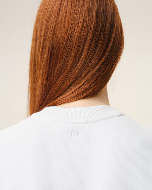 White Cotton Knitted Ami De Coeur Sweatshirt - Woman - 10 - AMI Paris - Ami Paris