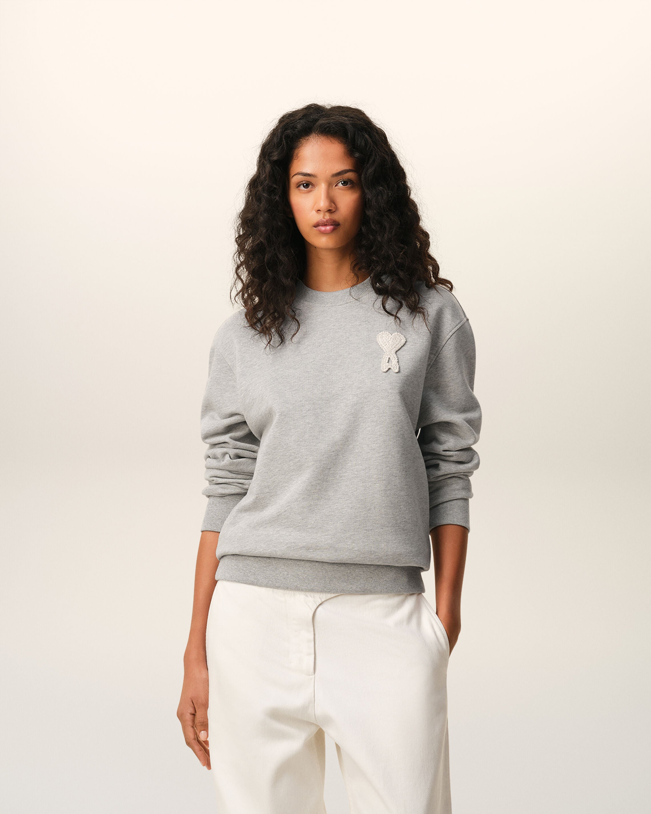 Graues Ami De Coeur Sweatshirt aus Baumwollstrick - 8