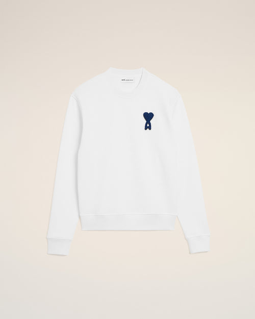 White Cotton Knitted Ami De Coeur Sweatshirt - Woman - 7 - AMI Paris - Ami Paris