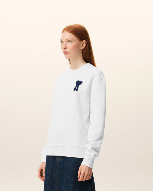 Sweatshirt Blanc Ami De Coeur Crochet en Coton - 11 - Ami Paris