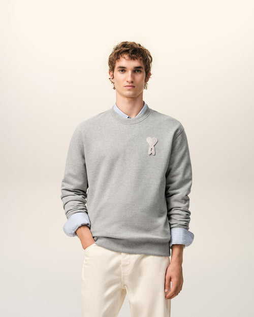 Grey Cotton Knitted Ami De Coeur Sweatshirt - Man - 2 - AMI Paris - Ami Paris