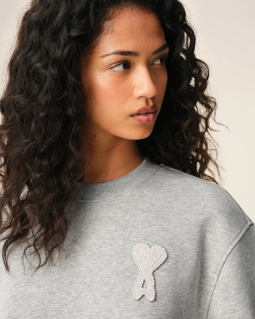 Graues Ami De Coeur Sweatshirt aus Baumwollstrick - Damen - 10 - AMI Paris - Ami Paris