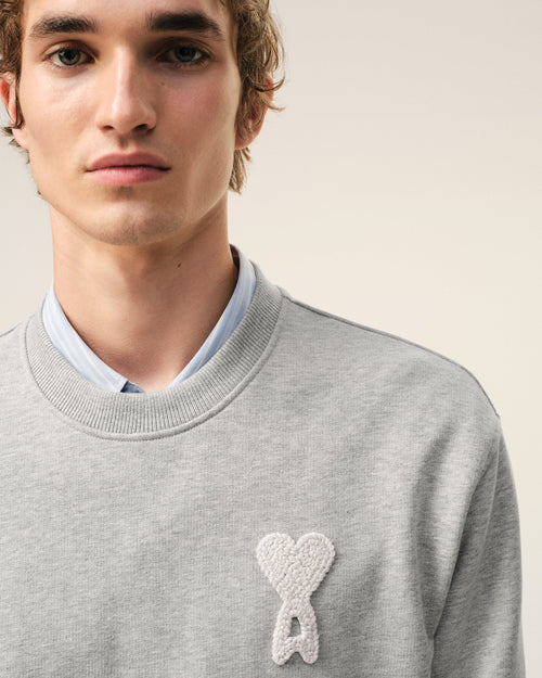 Graues Ami De Coeur Sweatshirt aus Baumwollstrick - Herren - 4 - AMI Paris - Ami Paris