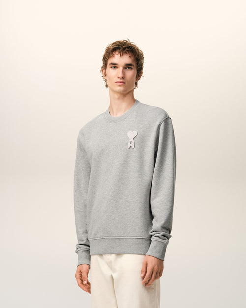 Sweatshirt Gris Ami De Coeur Crochet en Coton - Homme - 6 - AMI Paris - Ami Paris