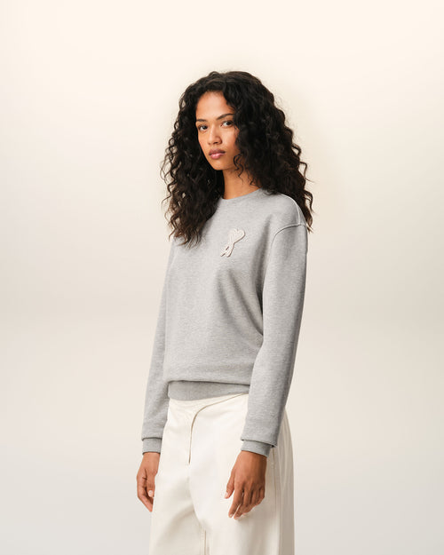 Graues Ami De Coeur Sweatshirt aus Baumwollstrick - Damen - 12 - AMI Paris - Ami Paris