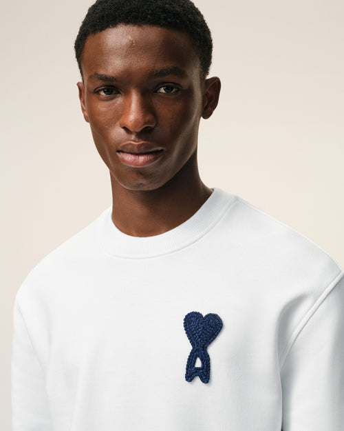 Sweatshirt Blanc Ami De Coeur Crochet en Coton - Homme - 4 - AMI Paris - Ami Paris