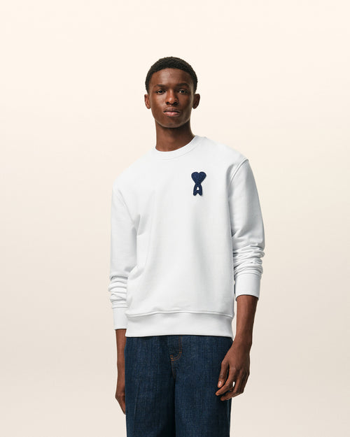 White Cotton Knitted Ami De Coeur Sweatshirt - 2 - Ami Paris