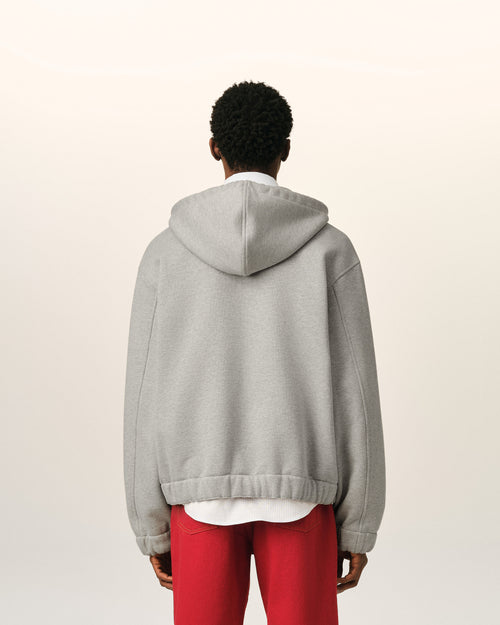 Grey zipped cotton hoodie with heritage Ami Paris label - Man - 5 - AMI Paris - Ami Paris
