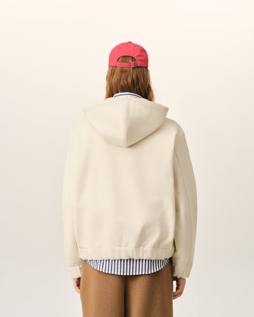 White zipped cotton hoodie with heritage Ami Paris label - Man - 5 - AMI Paris - Ami Paris