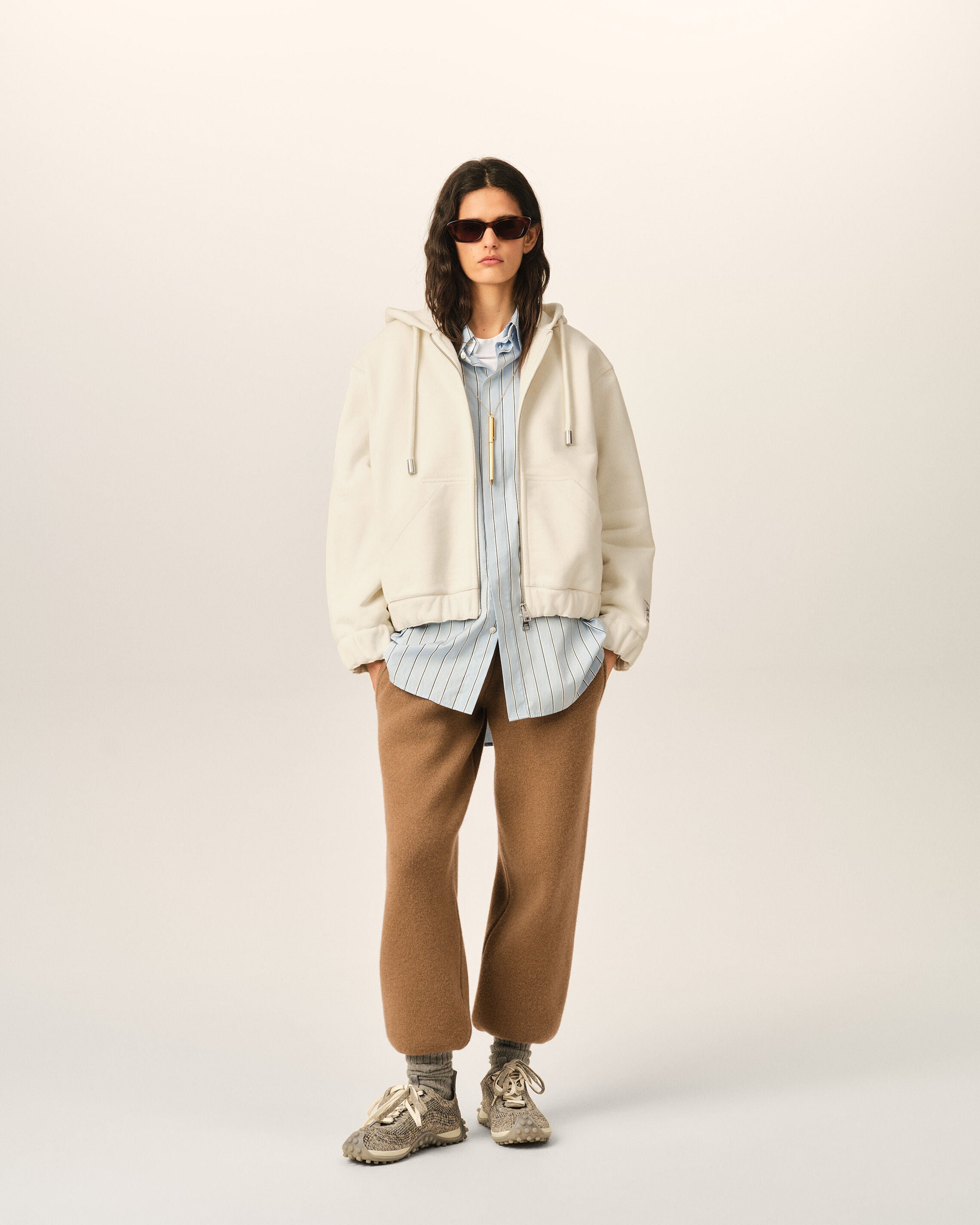 White zipped cotton hoodie with heritage Ami Paris label - 10