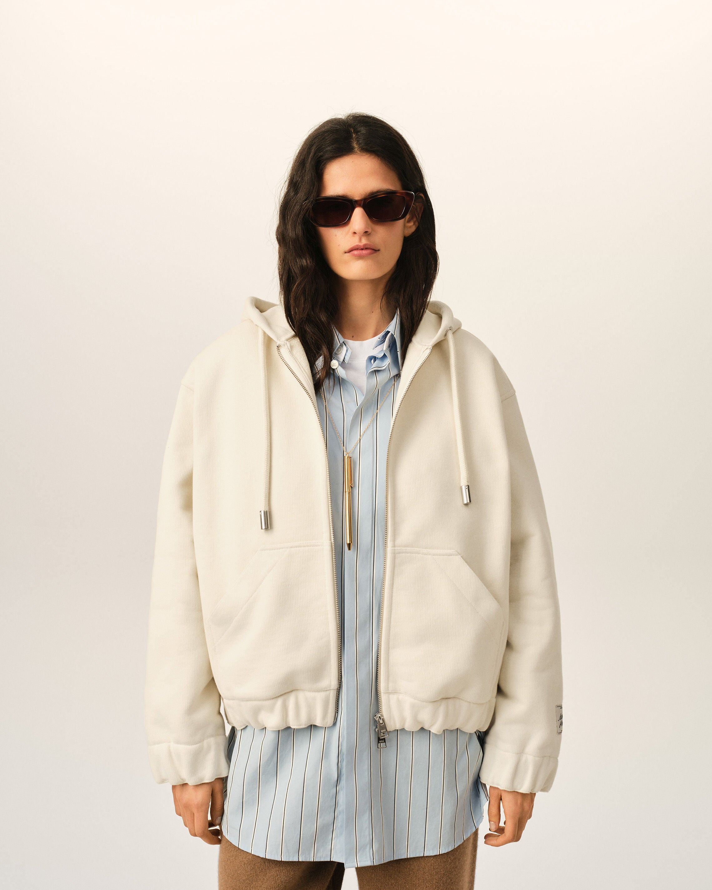 White zipped cotton hoodie with heritage Ami Paris label - 9