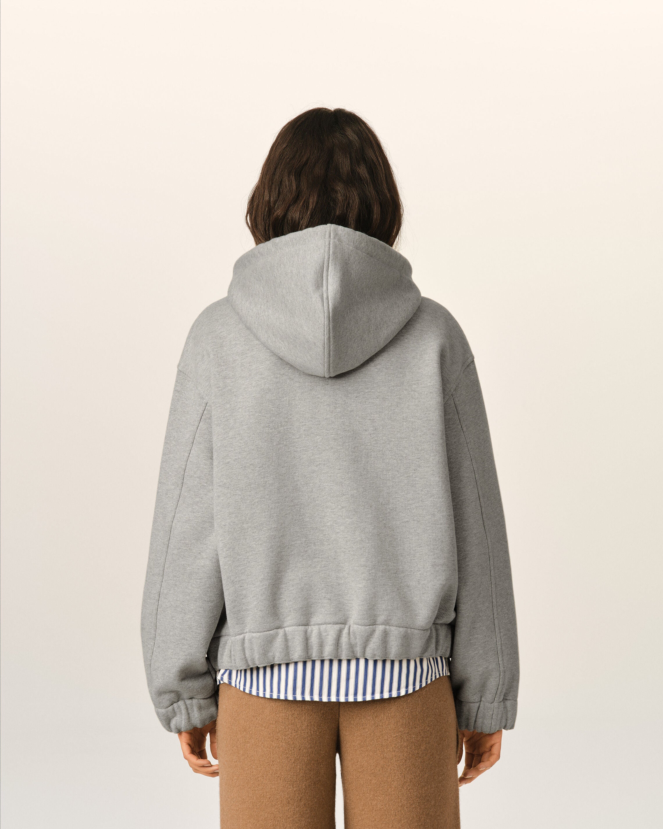 Grey zipped cotton hoodie with heritage Ami Paris label - 11