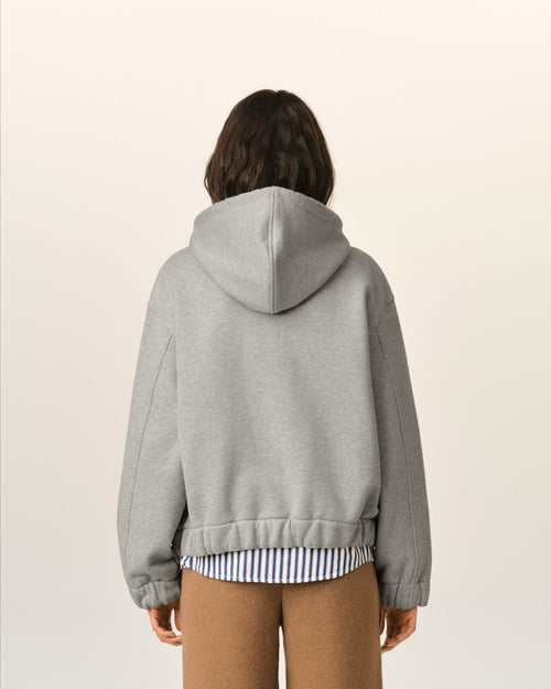 Grey zipped cotton hoodie with heritage Ami Paris label - Woman - 11 - AMI Paris - Ami Paris