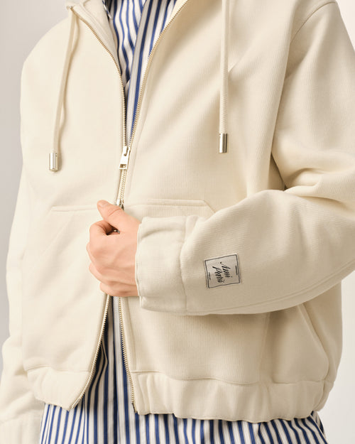 White zipped cotton hoodie with heritage Ami Paris label - Man - 4 - AMI Paris - Ami Paris