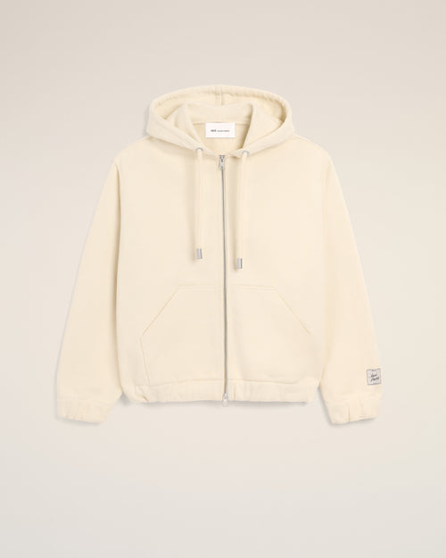 White zipped cotton hoodie with heritage Ami Paris label - Man - 1 - AMI Paris - Ami Paris