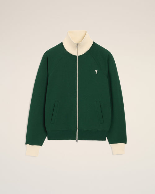 Ami de Coeur Sweatshirt aus grünem Baumwollstoff mit Reißverschluss - FLASCHENGRÜN/ELFENBEIN - Ami Paris