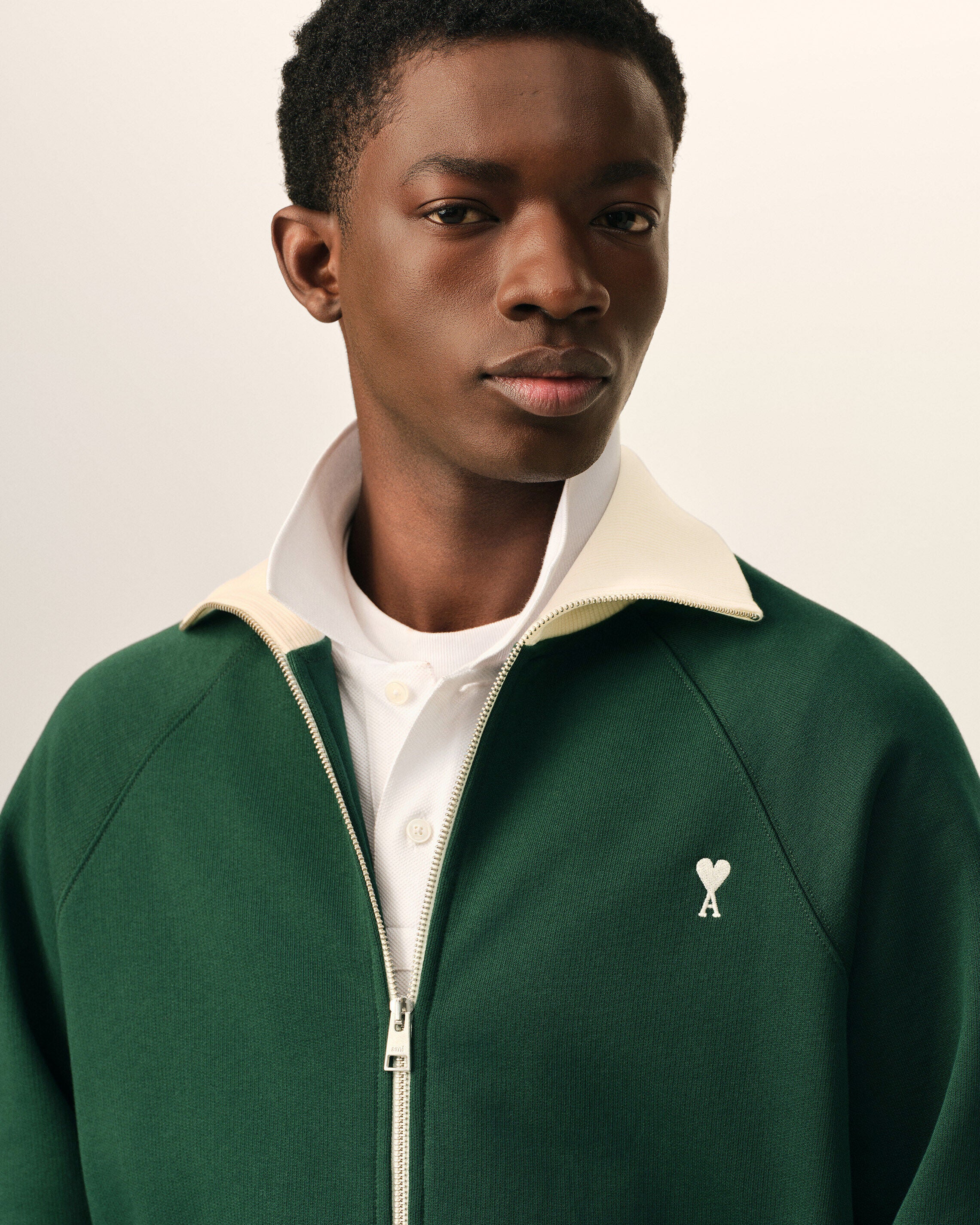 Green zipped cotton sweatshirt with Ami de Coeur - 4