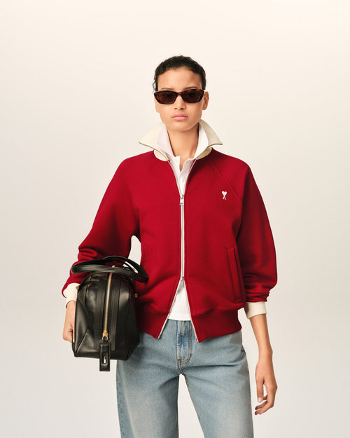 Ami de Coeur Sweatshirt mit Reißverschluss aus roter Baumwolle - Damen - 9 - AMI Paris - Ami Paris