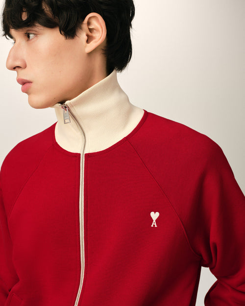 Ami de Coeur Sweatshirt mit Reißverschluss aus roter Baumwolle - Herren - 4 - AMI Paris - Ami Paris
