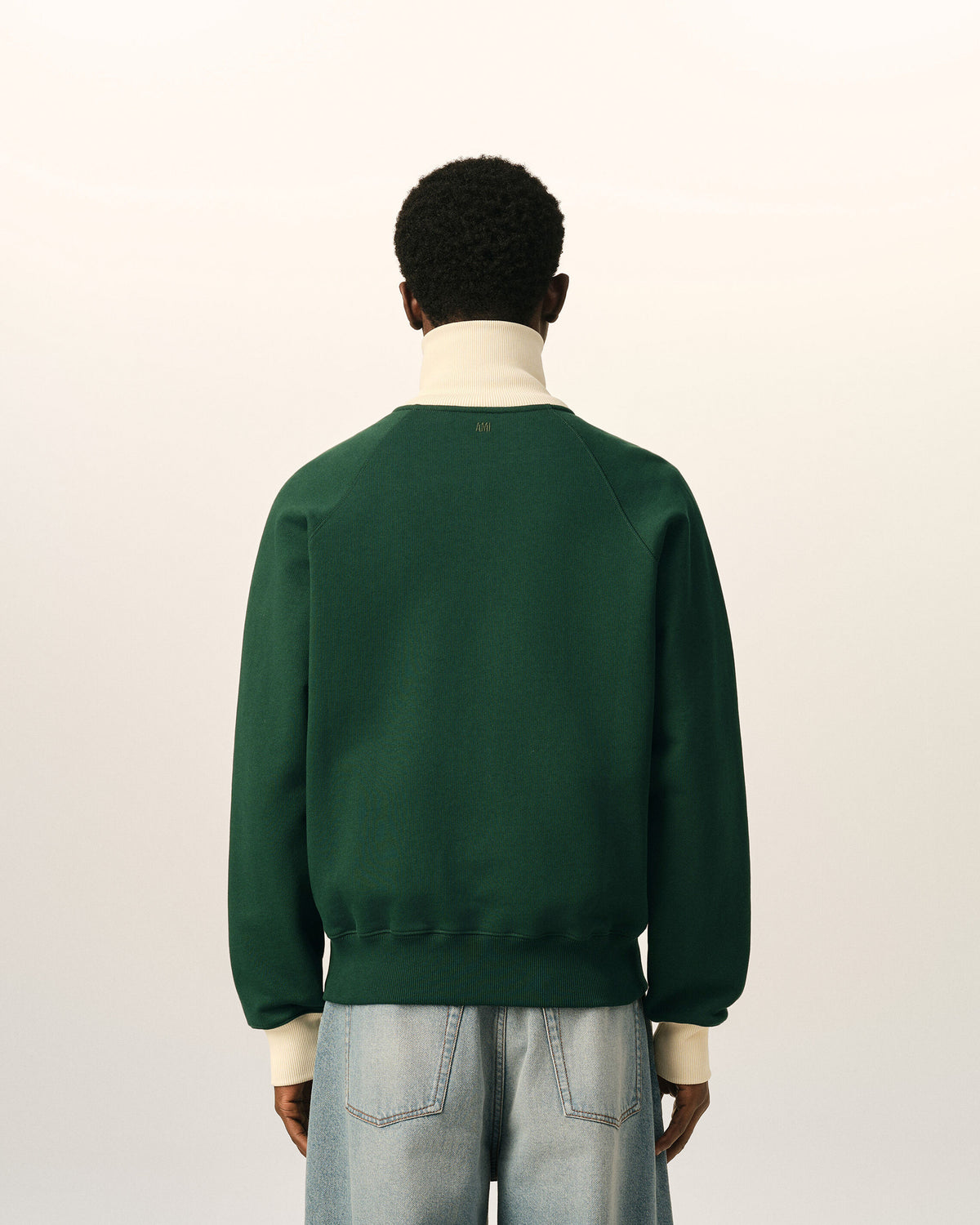 Green zipped cotton sweatshirt with Ami de Coeur - 5