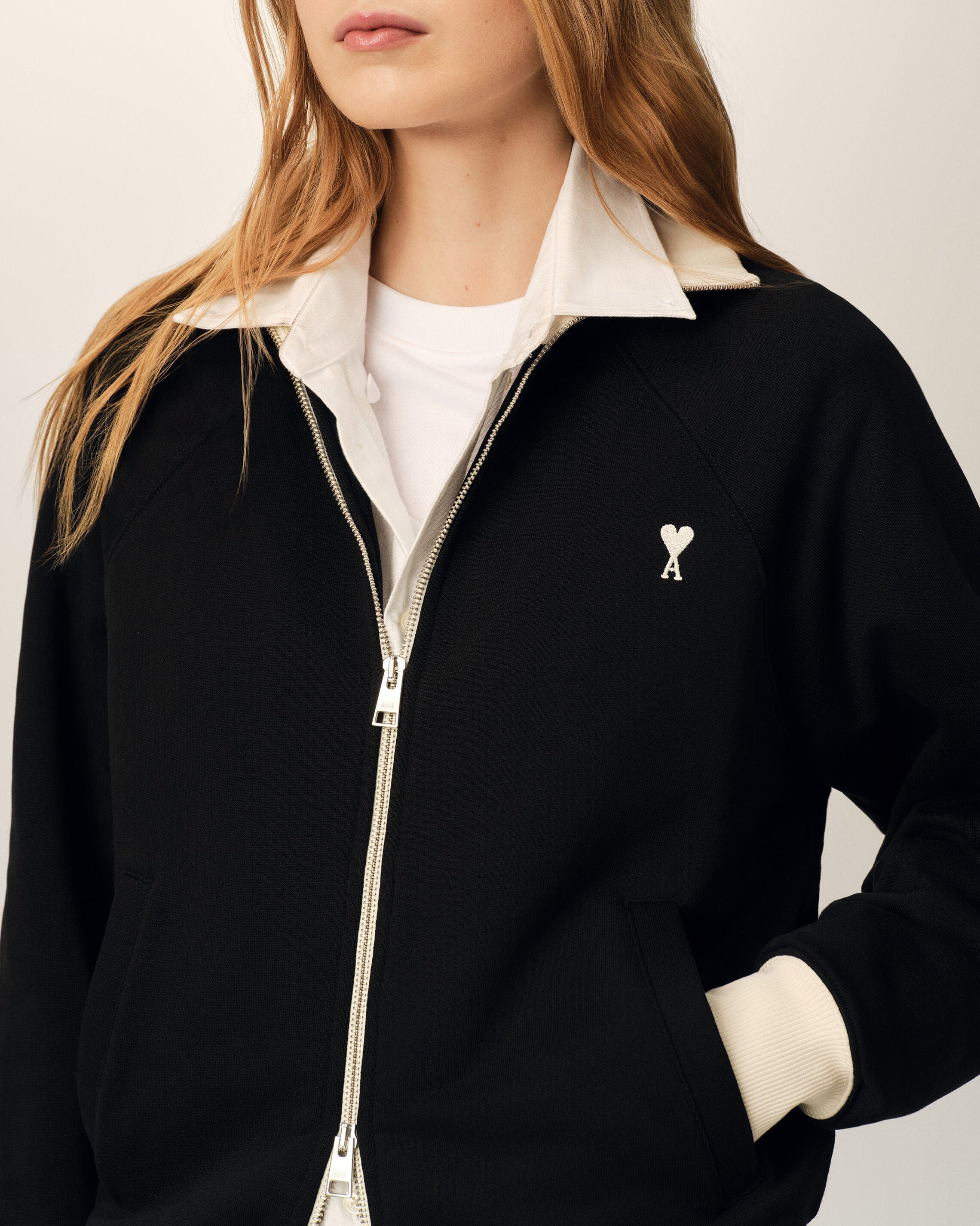 Sweatshirt zippé noir en coton Ami de Coeur - 10