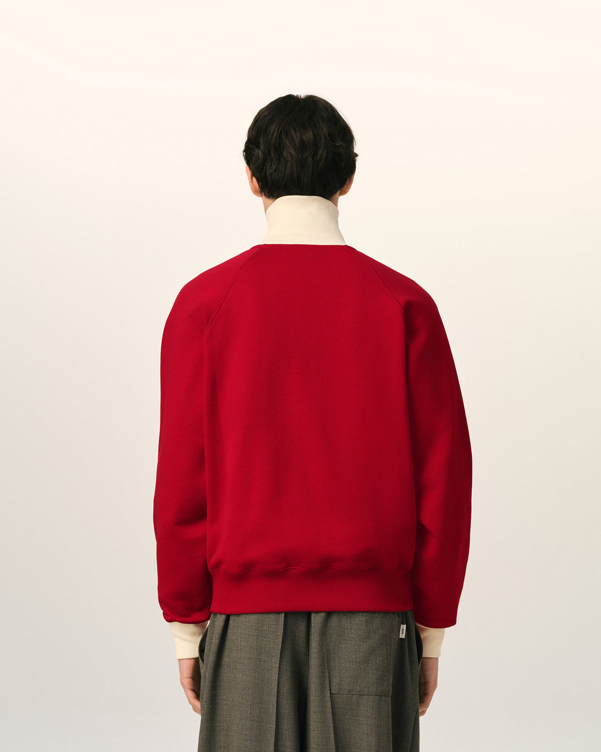 Red zipped cotton sweatshirt with Ami de Coeur - 5